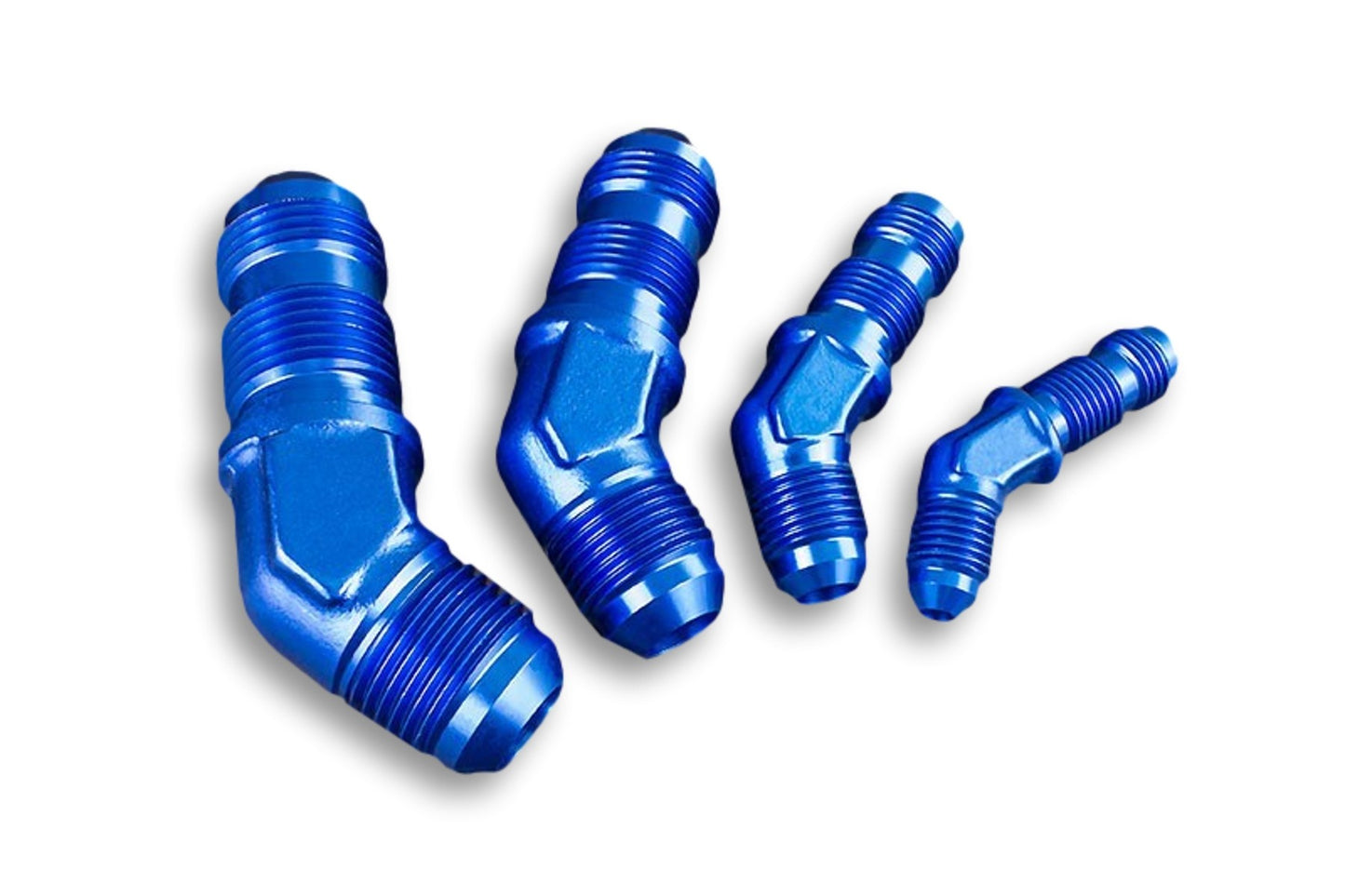 Adaptador AN6 JIC Abocardado 45º Macho Para Manguera Combustible - Azul