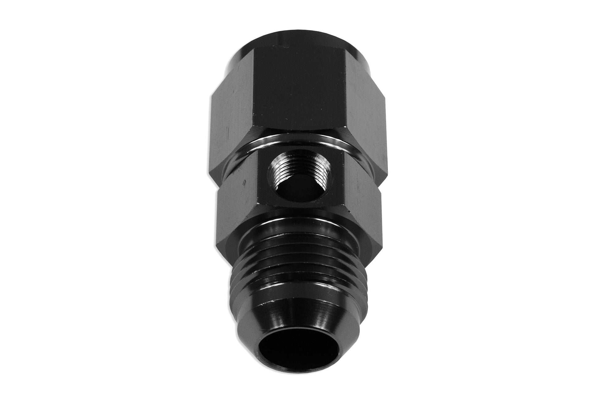 Adaptador T Racor AN6 Hembra-Macho, Puerto 1/8 NPT, Manómetro Presión Aceite/Combustible, Negro