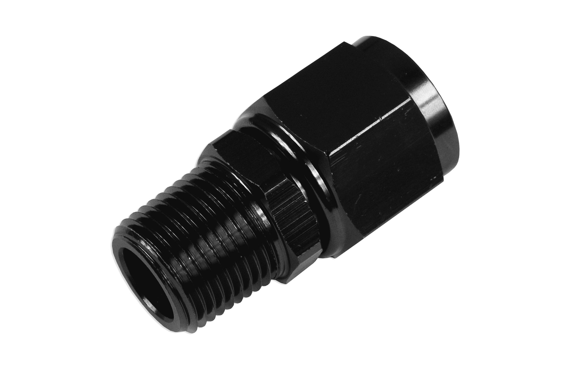 Racor AN-8 AN8 JIC Abocardado a 1/2 NPT Hembra-Macho Recto Negro
