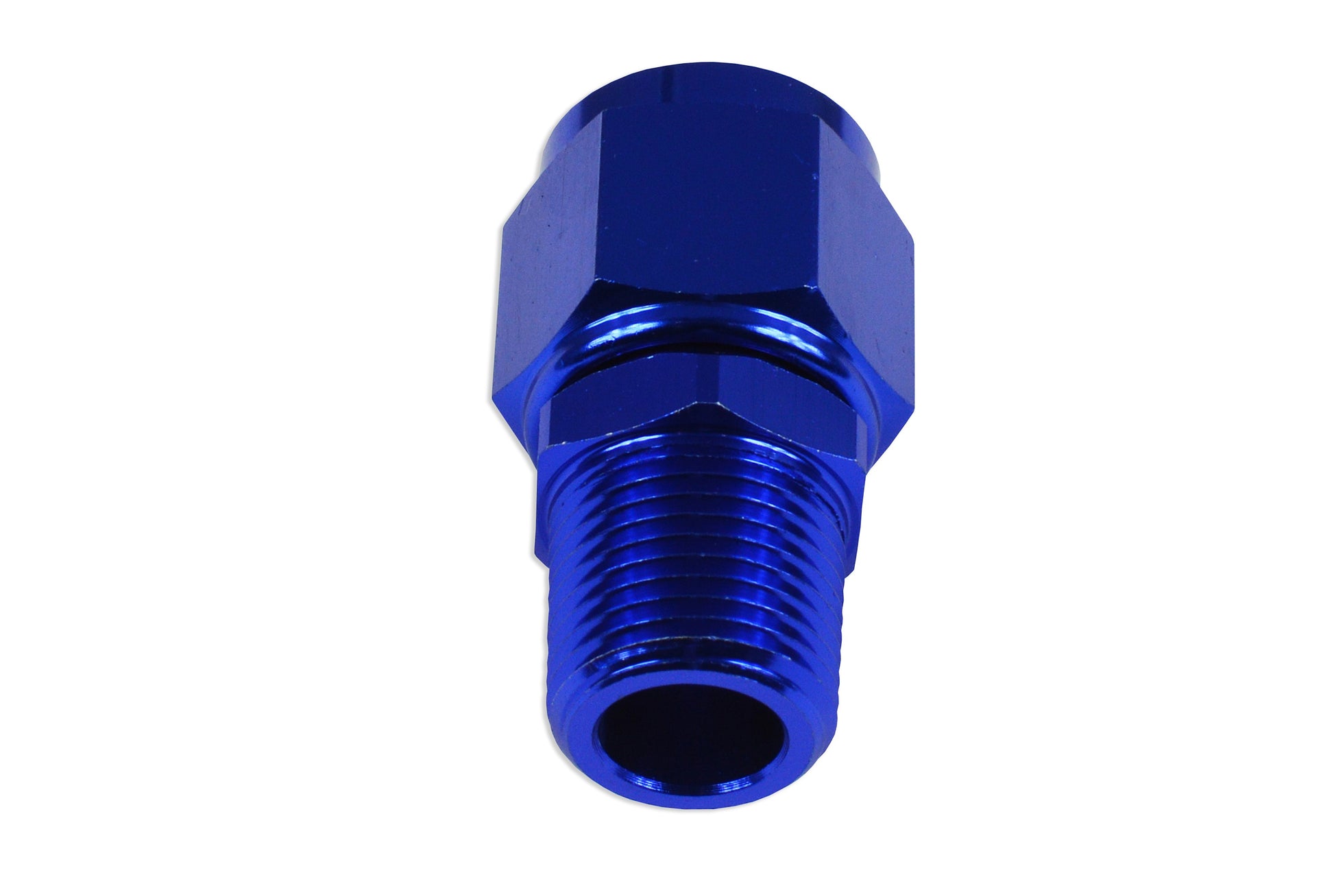 Racor AN-8 AN8 JIC Abocardado a 1/2 NPT Hembra-Macho Recto Azul - Imagen 3
