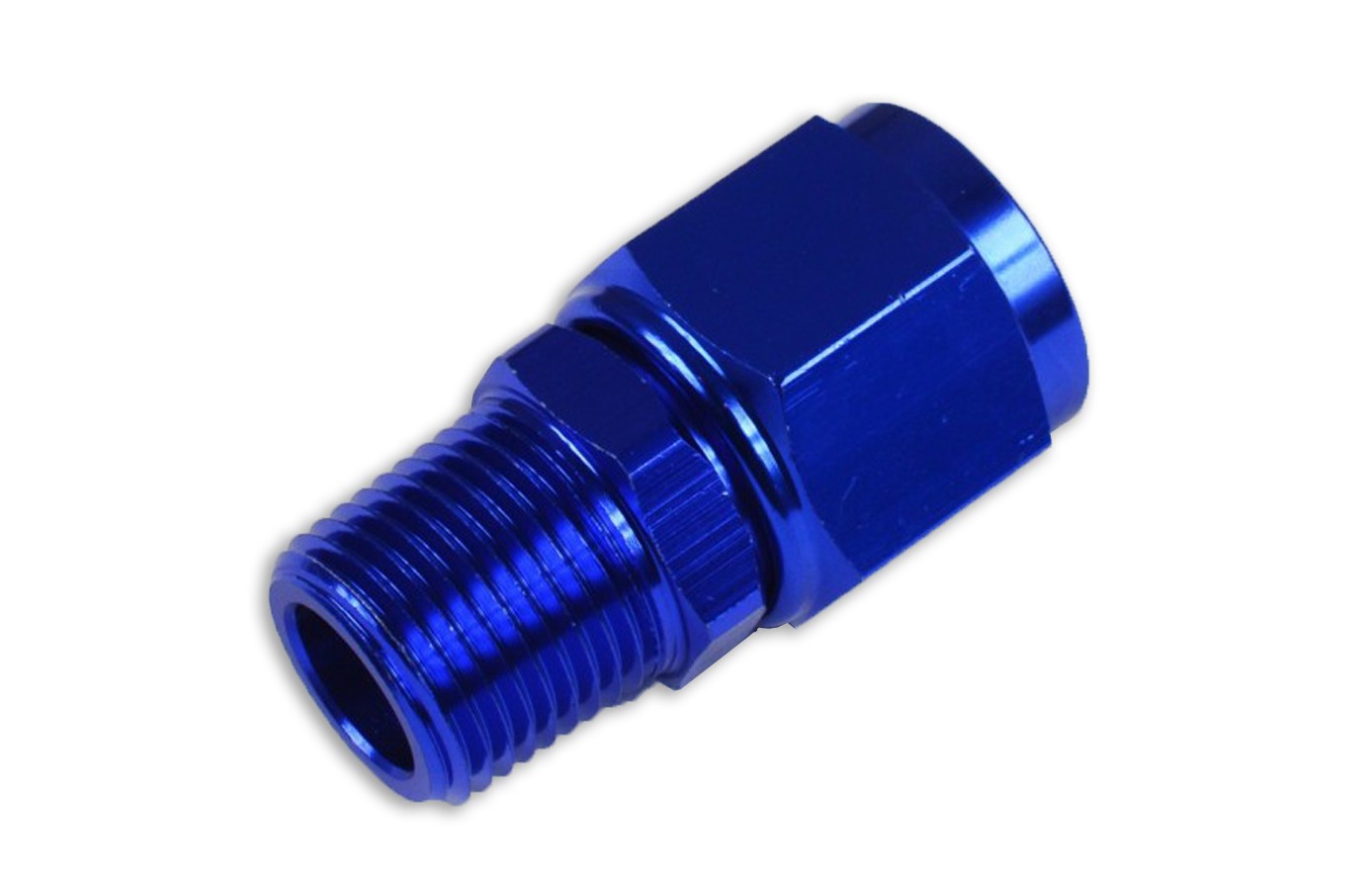 Racor AN-8 AN8 JIC Abocardado a 1/2 NPT Hembra-Macho Recto Azul - Imagen 2