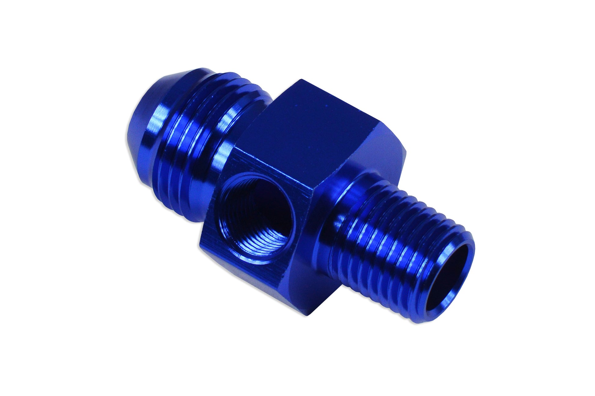 Adaptador de Combustible AN8 AN -8 a 3/8 NPT con 1/8 NPT, Azul