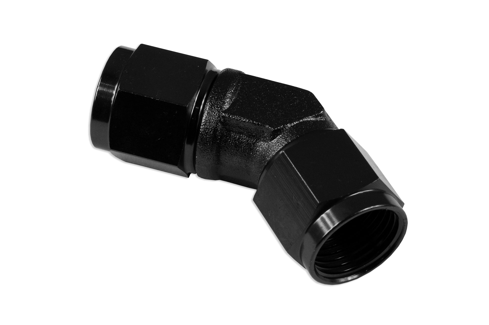Adaptador AN8 45º Hembra-Hembra Para Manguera, Negro