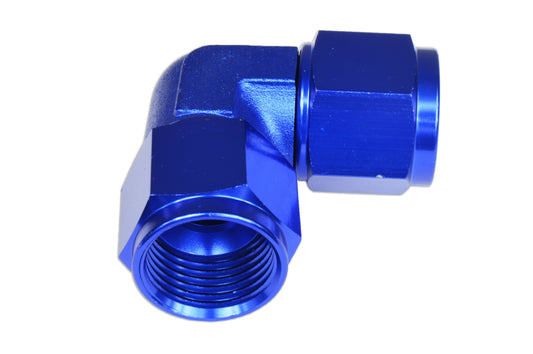 Adaptador AN8 90º Hembra-Hembra, Racor de Manguera Azul