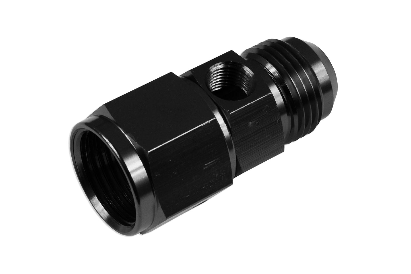 Adaptador T Racor AN8 Hembra-Macho, Puerto 1/8 NPT, Manómetro Presión Aceite/Combustible, Negro - Imagen 2