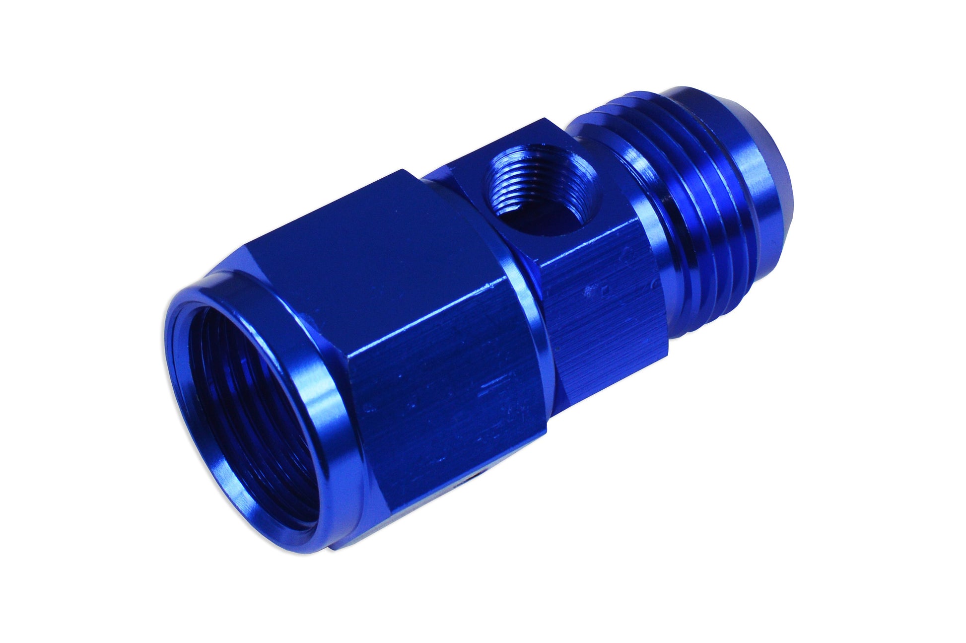 Adaptador T Racor AN8 Hembra-Macho, 1/8 NPT, Manómetro Presión Aceite/Combustible, Azul - Imagen 2