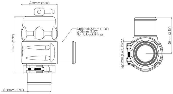 Válvula Blow Off Turbosmart TS-0205-1261 Plumb Back 32mm - Imagen 2