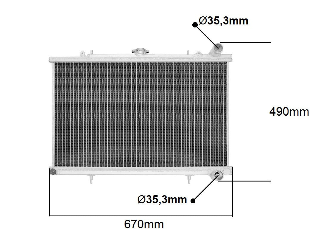 Radiador de Agua de Competición Nissan 200sx s13 CA18DET, Skyline R32 RB20 - Imagen 4