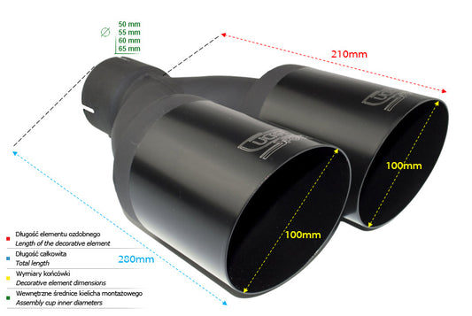 Cola de Escape Universal Redonda 100mm, 280mm, 55mm