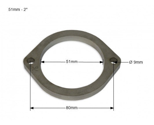 Brida de Escape Acero Inox SS304 2'' 51mm 2 Tornillos - Imagen 2