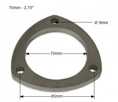 Brida de Escape Acero Inox SS304 2,75'' - 70mm 3 Tornillos
