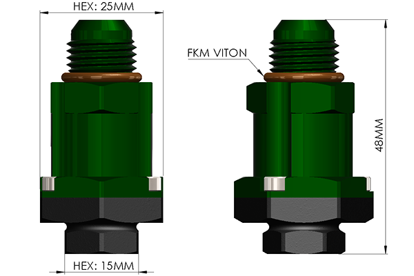 Adaptador de Salida de Bomba de Combustible con Válvula Antirretorno Radium Engineering - Imagen 5