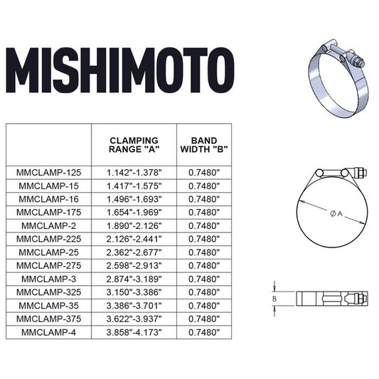 Mishimoto MMCLAMP-325 Abrazadera T-Bolt (80-86MM)