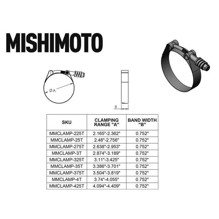 Mishimoto MMCLAMP-425T Abrazadera T-Bolt CT (104-112MM) - Imagen 2