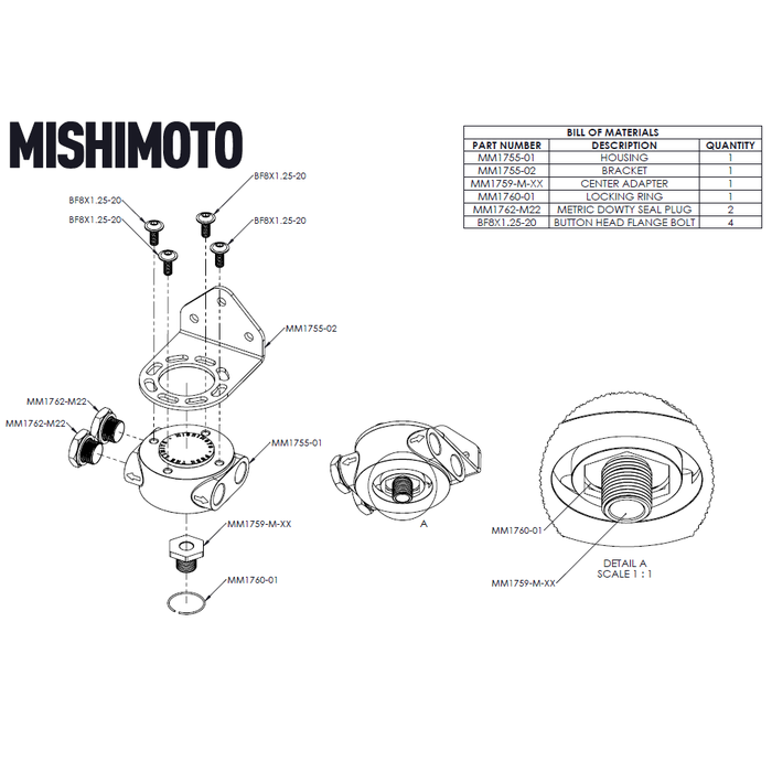 Mishimoto MMOC-RFH-34BK Cabezal Filtro Aceite Remoto 3/4"-16 Negro - Imagen 7