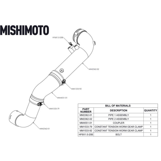 Mishimoto MMICP-SUP-20RD Charge Pipes Toyota Supra 20+ Rojo