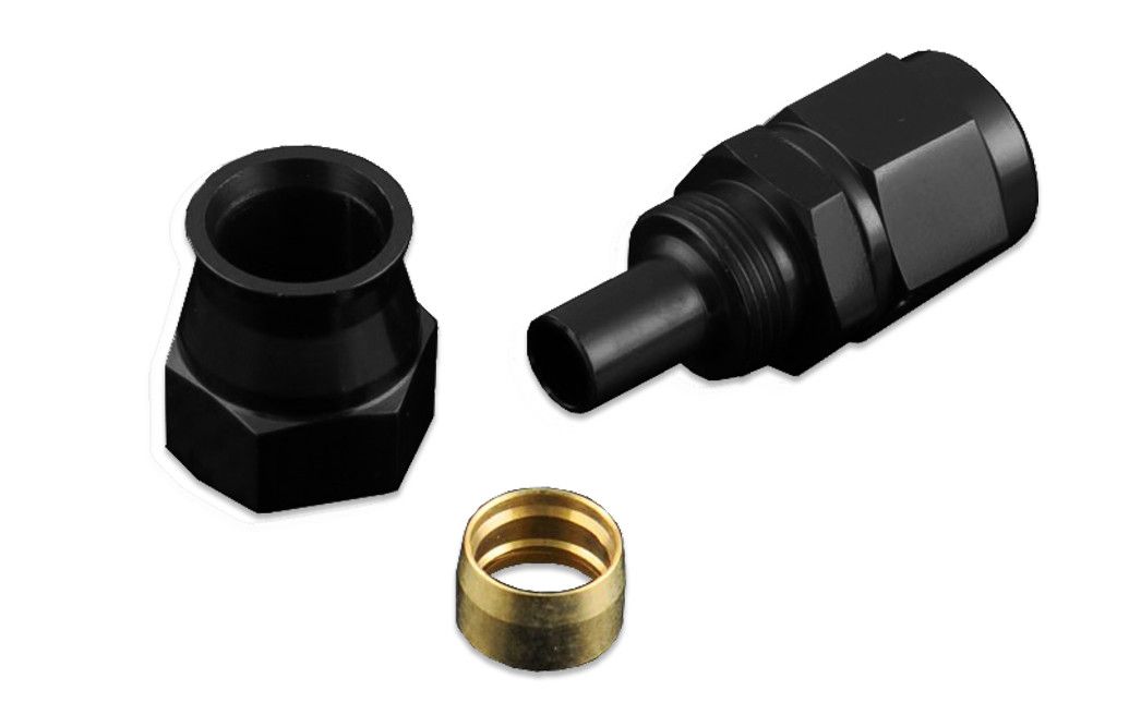 Racor AN12 Recto para Manguera de Combustible PTFE JIC Negro