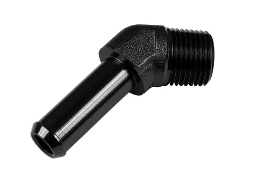 Racor 45º 1/8 NPT a Niple 1/4", Negro