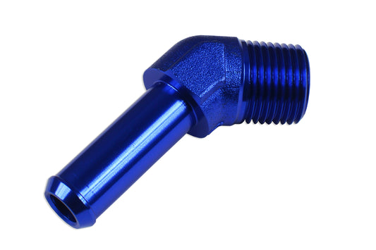 Racor 45º 1/8 NPT a Niple 1/4" Azul