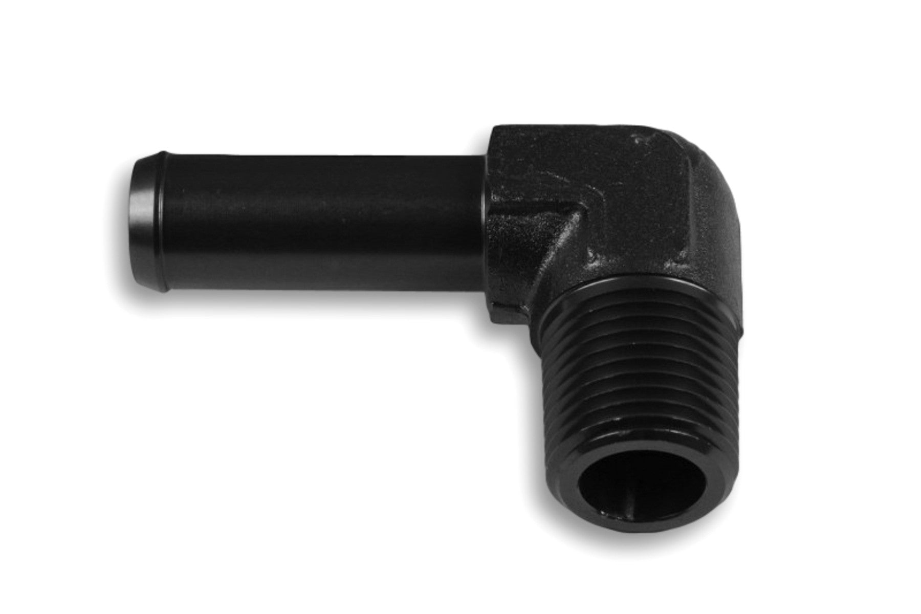 Racor 90º 1/8 NPT a Niple 1/4", Negro