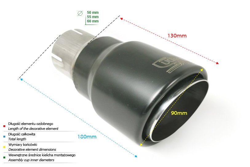 Cola de Escape Universal Redonda 90mm, 120mm, 50mm