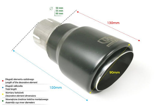 Cola de Escape Universal Redonda 90mm, 120mm, 50mm