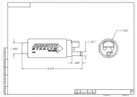 Bomba de Combustible Aeromotive 340 Stealth, 340 lph (Entrada Central) ARE 11540