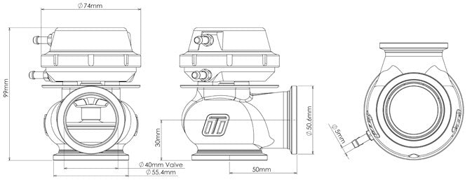 Válvula de Descarga Externa Turbosmart WG40 Gen4 CompGate40 7psi