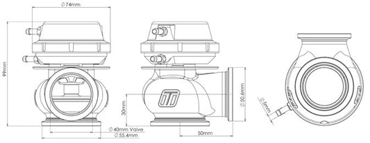 Válvula de Descarga Externa Turbosmart WG40 Gen4 CompGate40 7psi