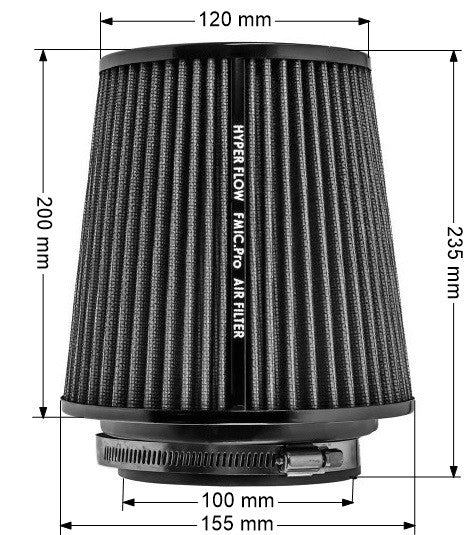 Filtro de Aire Cónico FMIC.Pro, 225mm Longitud, 100mm Diámetro