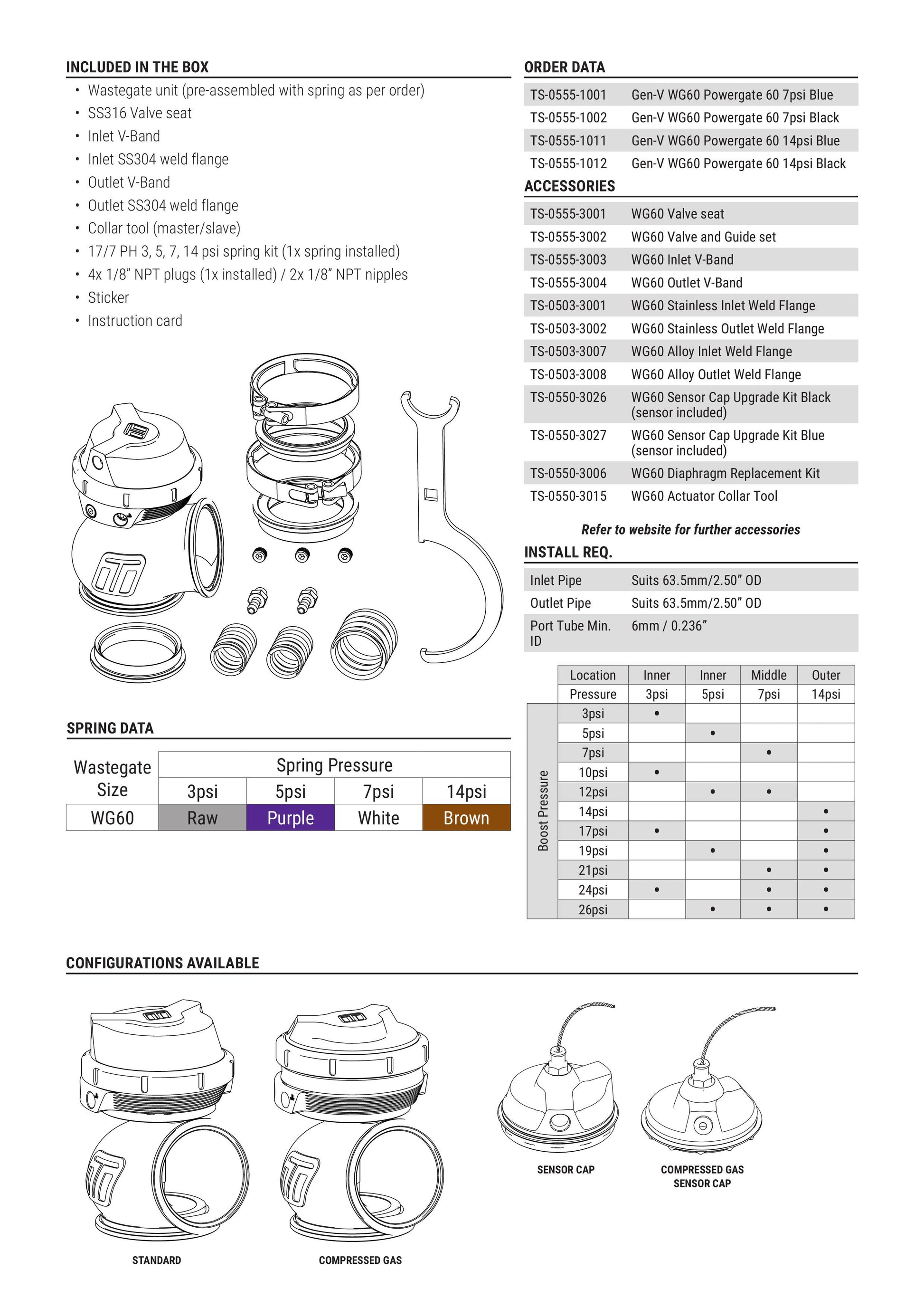 Válvula de Descarga Externa Turbosmart WG60 GenV Powergate 60 7psi (Morada)