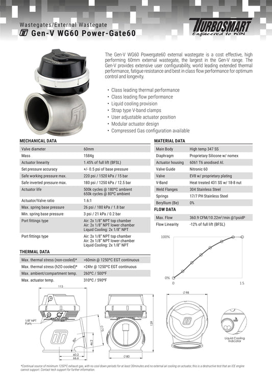 Válvula de Descarga Externa Turbosmart WG60 GenV Powergate 60 7psi Roja