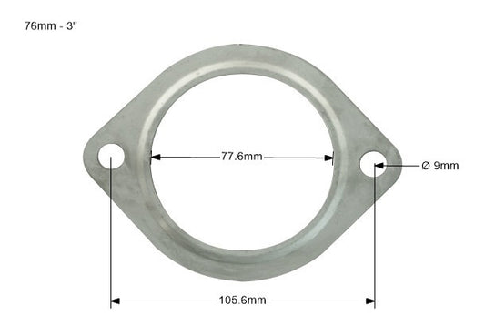 Junta de Escape 76mm (3") - 2 Tornillos