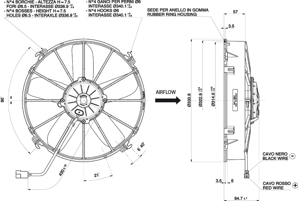 Electroventilador de Aspiración SPAL 12V VA01-AP70/LL-36A (305 mm)