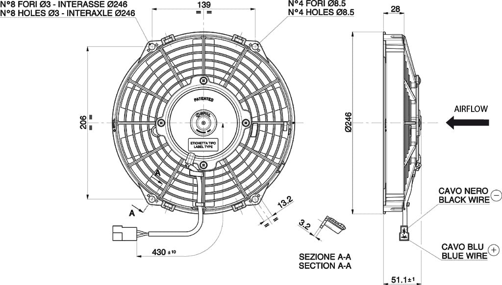 Electroventilador de Aspiración Spal 12V VA07-AP7/C-31S (225mm) - Imagen 2