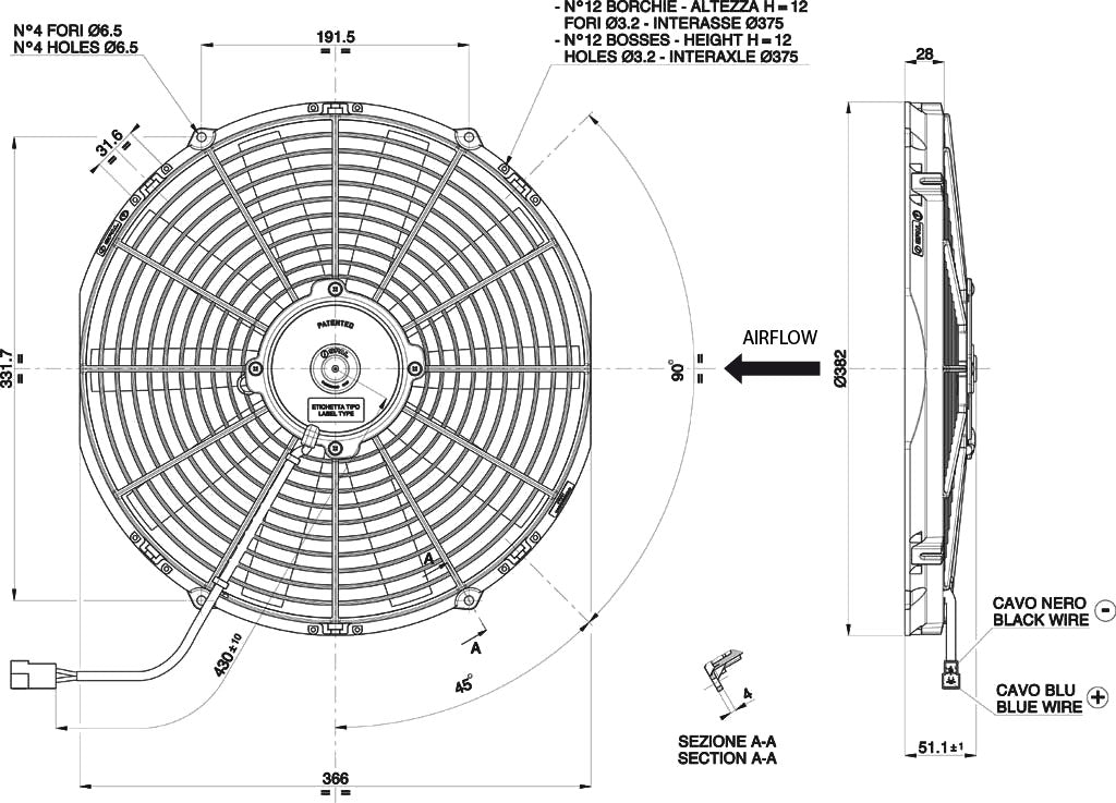 Electroventilador SPAL 12V VA08-AP51/C-23S (350mm) - Imagen 2