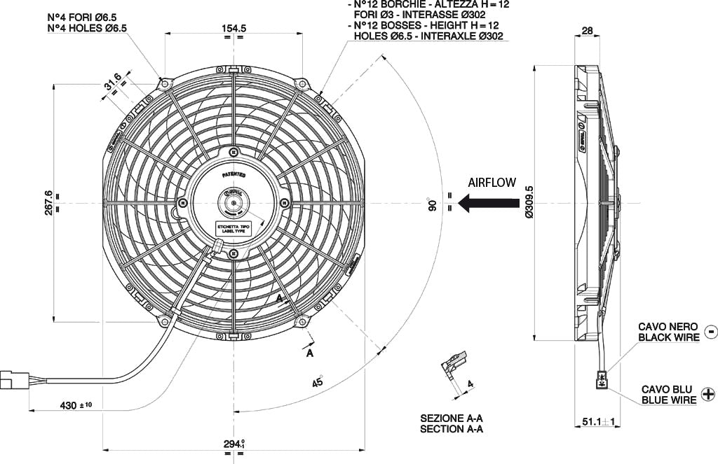 Electroventilador de Aspiración Spal 12V VA09-AP12/C-54S (280mm) - Imagen 2