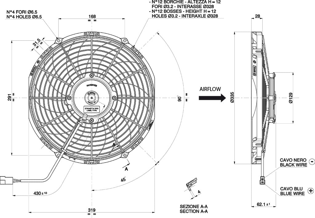 Electroventilador de Aspiración Axial SPAL 12V VA10-AP50/C-61A (305 mm) - Imagen 2