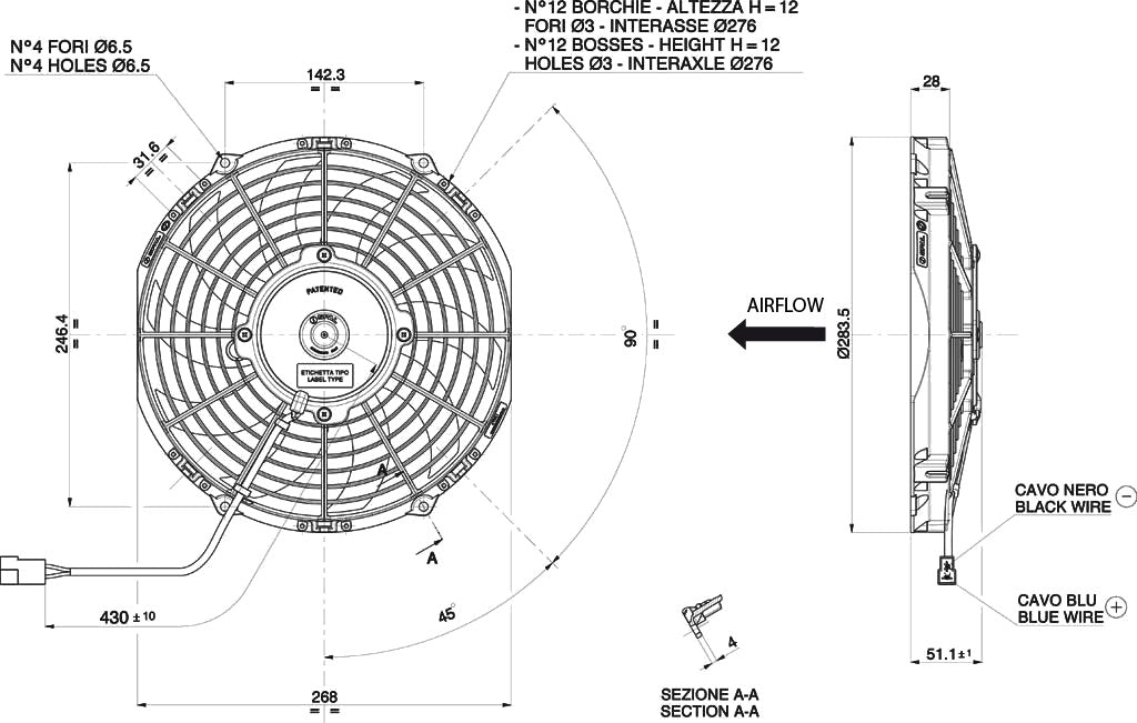 Electroventilador de Aspiración Spal 12V VA11-AP7/C-57S (255mm) - Imagen 2