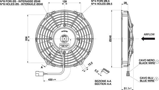 Electroventilador de Aspiración SPAL 12V (190mm)