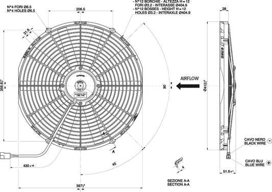 Electroventilador de Aspiración Spal 12V VA18-AP10/C-41S (385mm)