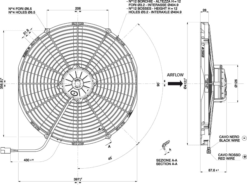 Electroventiladores de Aspiración SPAL 12V VA18-AP70/LL-86A (385 mm) - Imagen 2