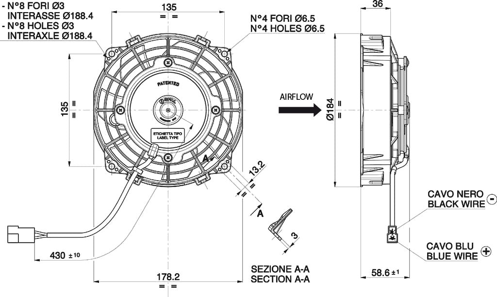 Electroventilador de Aspiración Axial SPAL 12V VA22-AP11/C-64A (167 mm) - Imagen 2