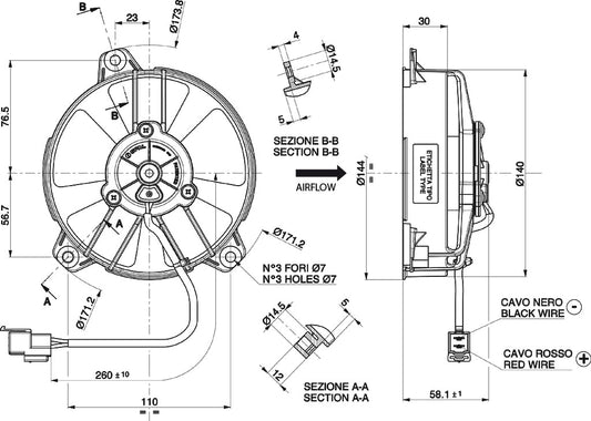Electroventilador de Aspiración Axial SPAL 12V VA31-A101-46A SUMIT (130 mm)