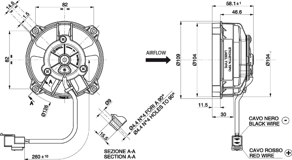 Electroventilador de Aspiración Axial SPAL 12V VA32-A101-62A SUMIT (96 mm) - Imagen 2