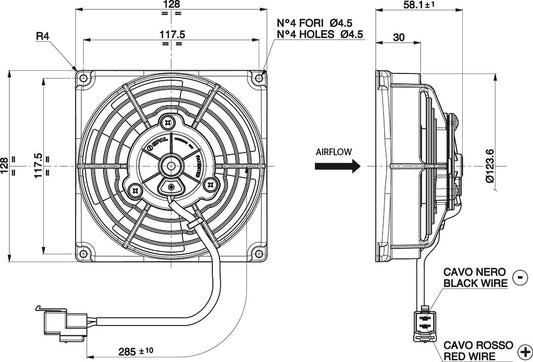 Electroventilador de Aspiración Axial SPAL 12V VA69A-A101-87A SUMIT (115 mm)