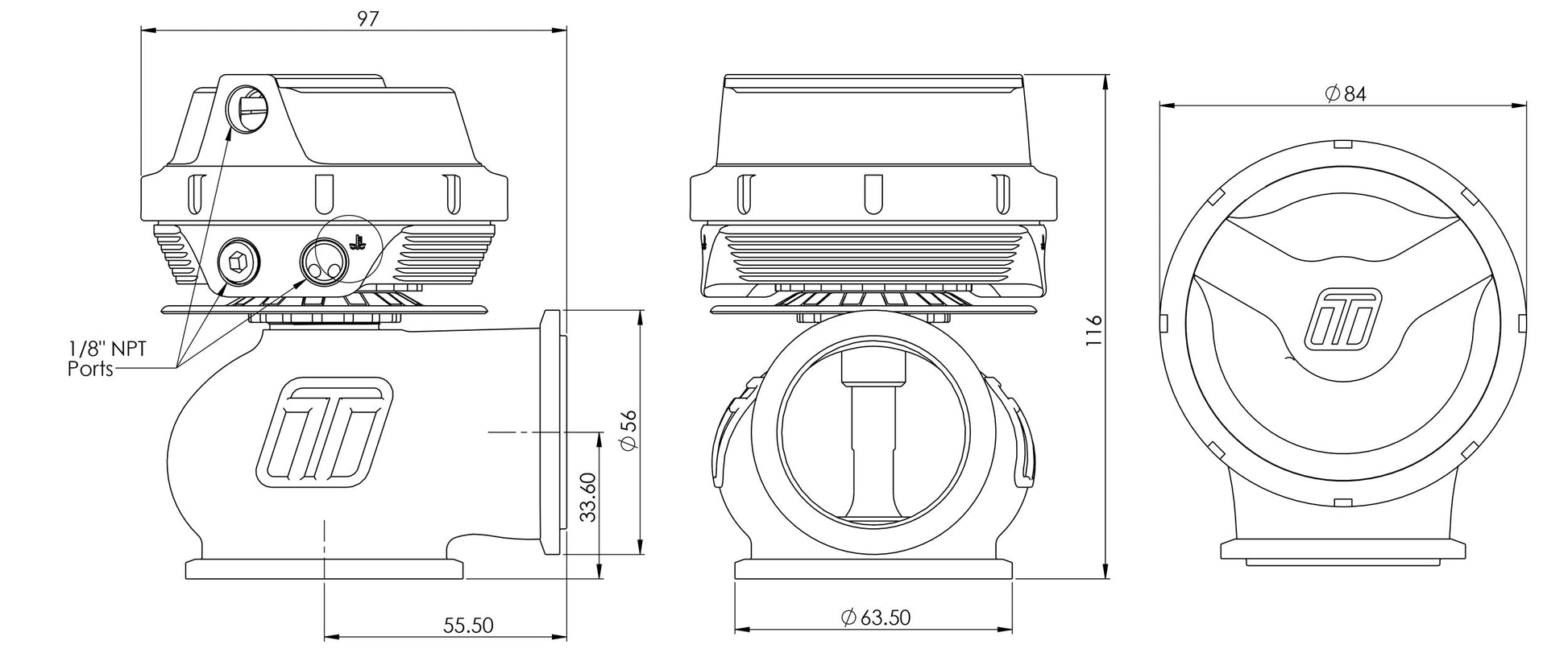 Válvula de Descarga Externa Turbosmart TS-0553-1011 GenV Hypergate 45 14psi - Imagen 4