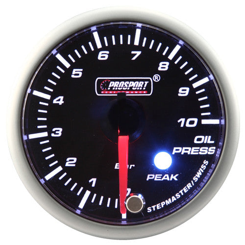 Indicador Presión Aceite Prosport Stepper Motor Peak Series 52mm Azul