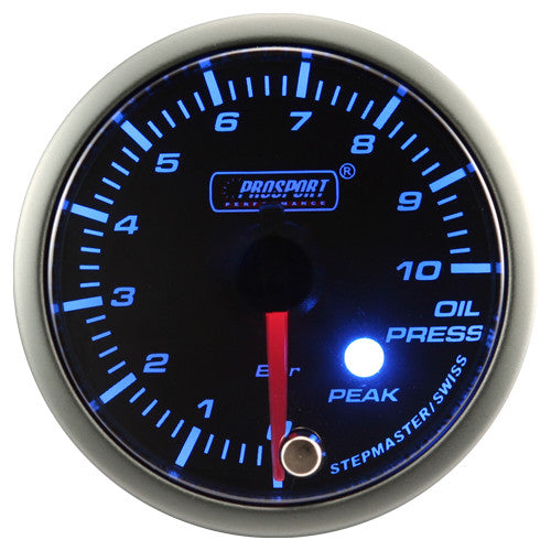 Indicador Presión Aceite Prosport Stepper Motor Peak Series 52mm Azul - Imagen 2