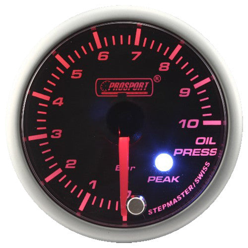 Indicador Presión Aceite Prosport Stepper Motor Peak Series 52mm Ámbar